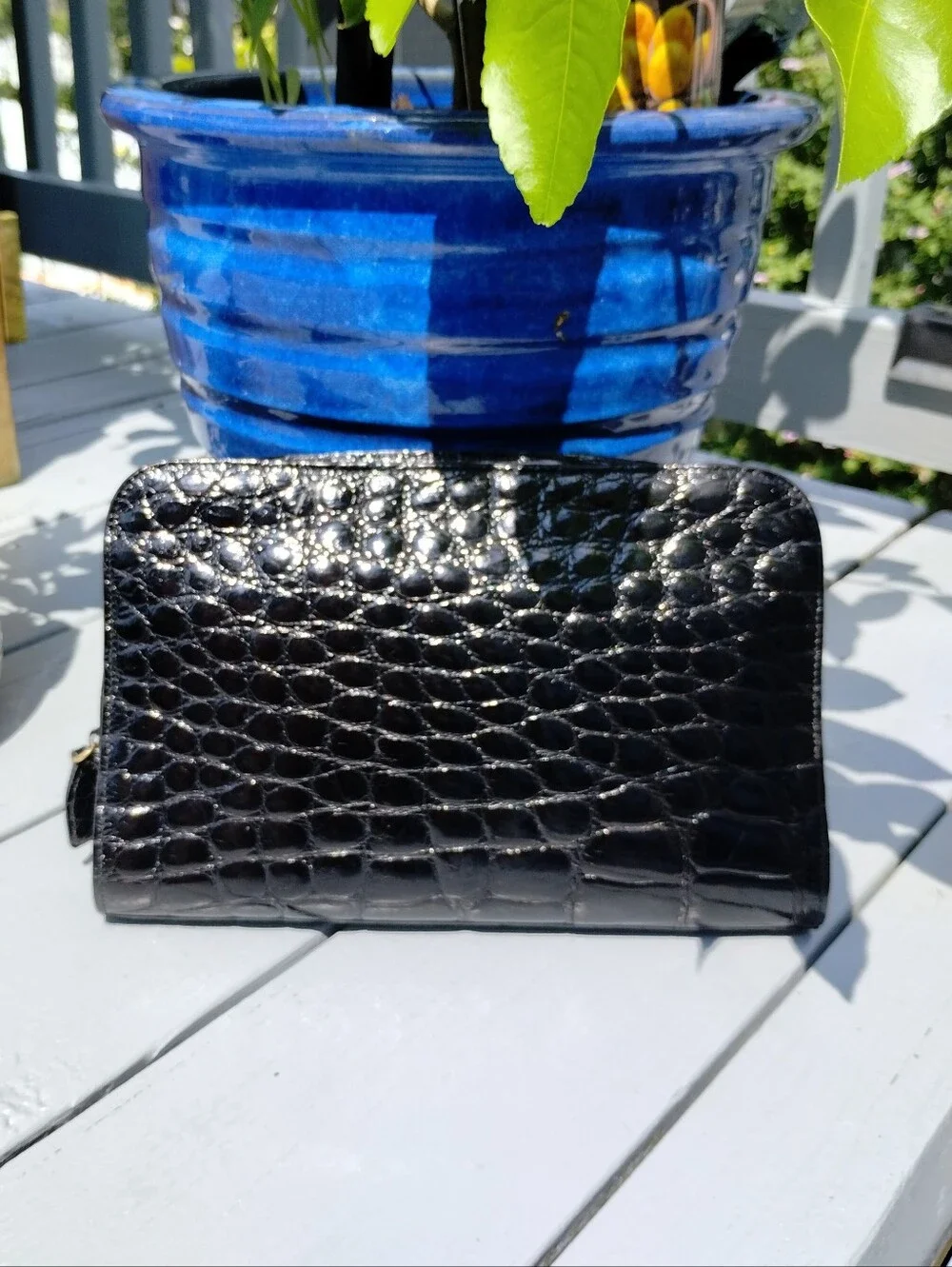 Mauro Governa Black Croc-Embossed Leather Clutch - Stylish Women's Handbag